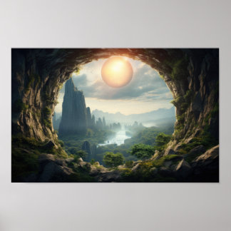Affiche du paysage de la grotte mystique Sunrise