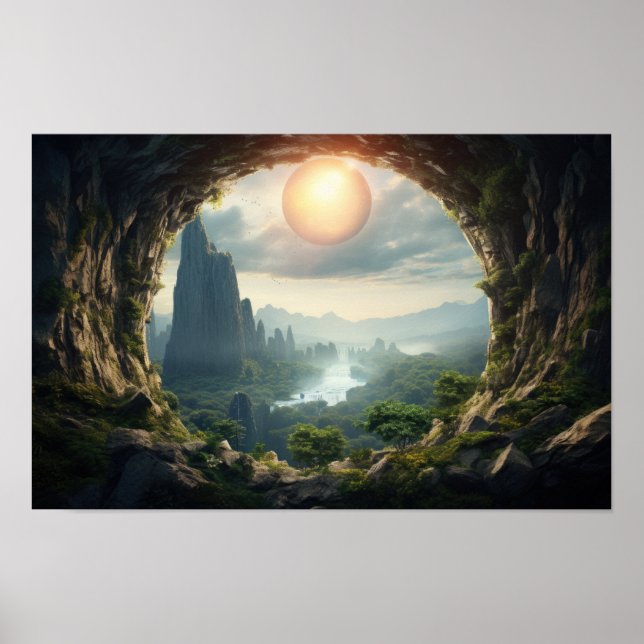 Affiche du paysage de la grotte mystique Sunrise (Devant)