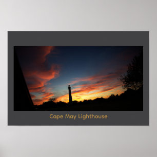 Affiche du phare de Cape May au coucher du soleil