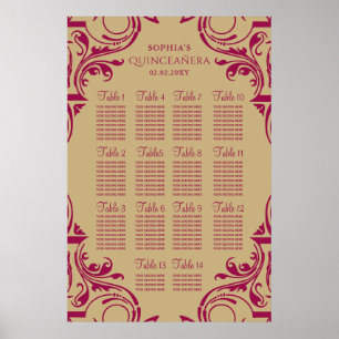 affiche du plan de sièges Rustique Rose Gold