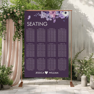 Affiche du plan de table de mariage aux motifs flo