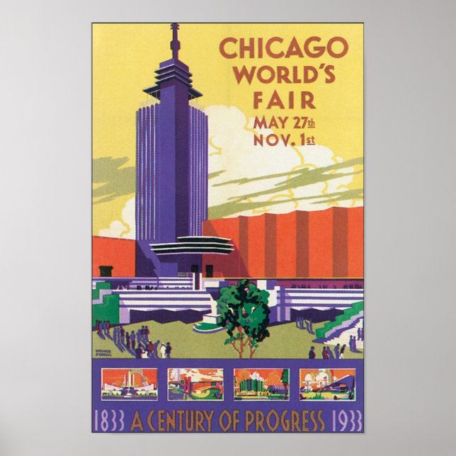 Affiche du salon mondial de Chicago 1933 (Devant)