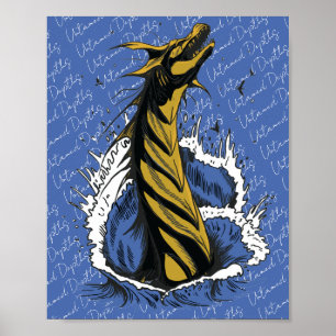 Affiche du serpent monstre marin doré Vagues océan