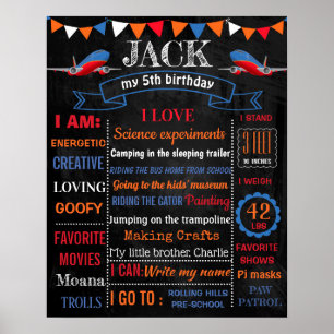 affiche du tableau de bord de la fête d'anniversai
