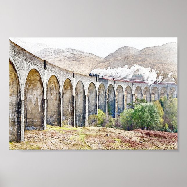 Affiche du train à vapeur du viaduc de Glenfinnan (Devant)