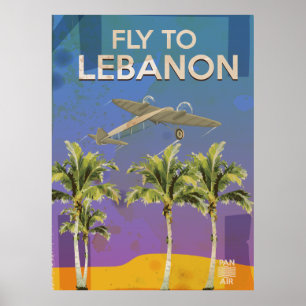 Affiche du Vintage voyage Air To Lebanon