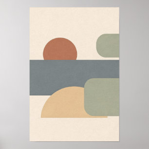 Affiche Dusty Blue Horizon et Terracotta Circle