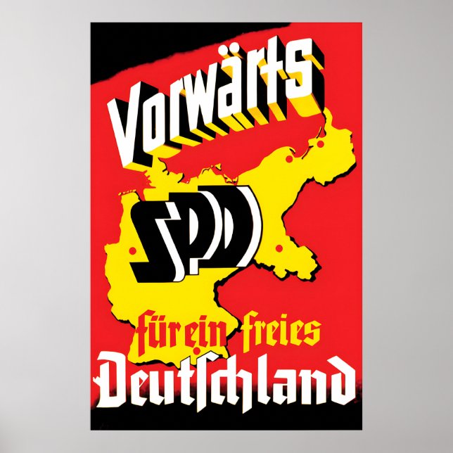 Affiche électorale allemande 1949 En avant SPD - P (Devant)