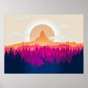 Affiche élégante de l'illustration   de paysage