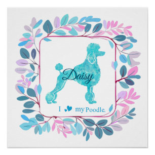 Affiche élégante de Poodle bleu pastel Personnal