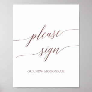 Affiche élégante en calligraphie or rose S'il vous