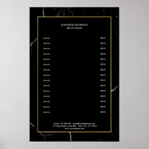 Affiche élégante en marbre noir et or