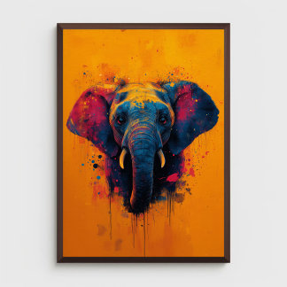 Affiche Éléphant Coloré Abstrait Animal Faune