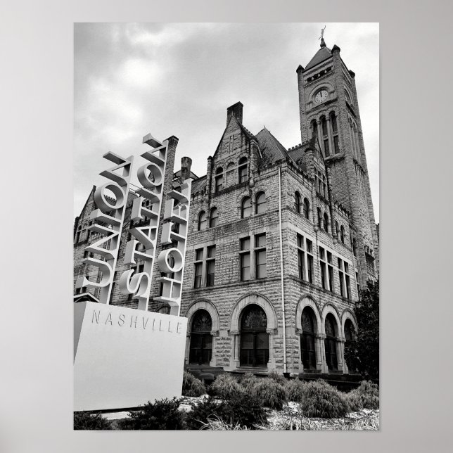 Affiche en noir et blanc de Nashville (Devant)