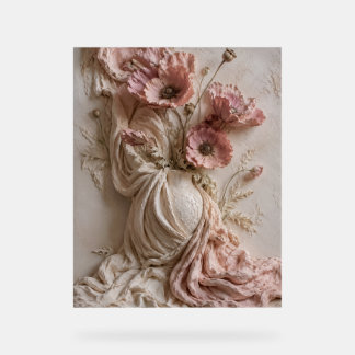 Affiche en relief floral rose blush de luxe