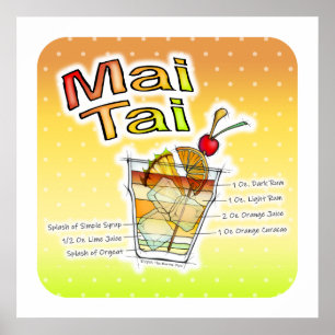 AFFICHE ET IMPRIMÉS DE RECETTE DE COCKTAIL MAI TAI