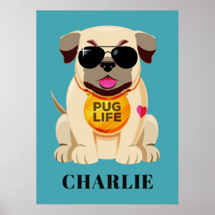 Affiche faite sur commande de nom et de couleur de