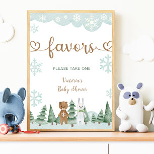 Affiche Favors Flocon de neige hivernal en bois