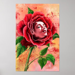 Affiche Femme Rose