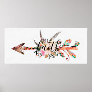 Affiche flèche florale Foi