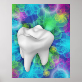 Affiche fleurie chatoyante pour dentiste dentaire 
