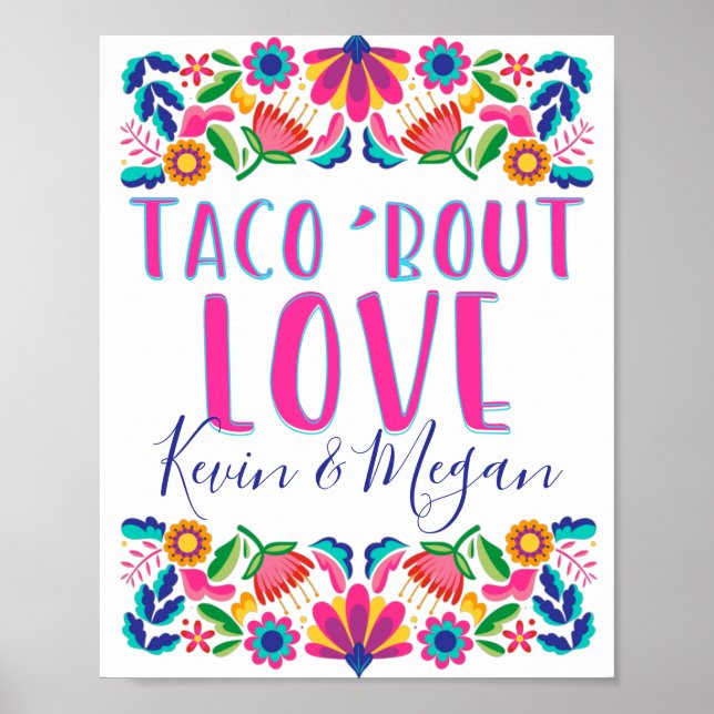 Affiche Fleurs Mexicaines Fête Taco Amour (Devant)