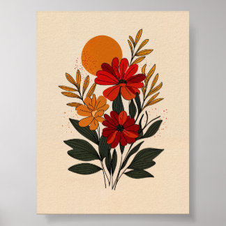 Affiche florale moderne du milieu du siècle | Bota