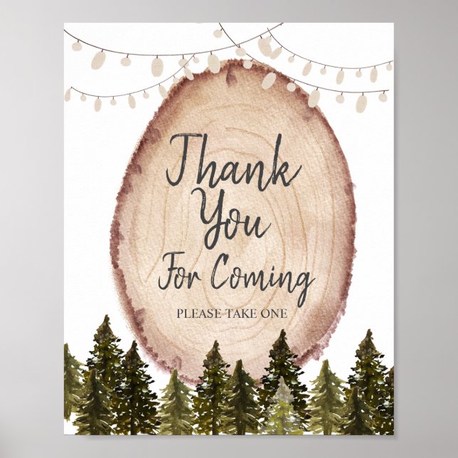 Affiche Forêt d'hiver en bois Merci d'être venu (Devant)