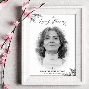 Affiche funéraire avec photo de souvenir noir et b