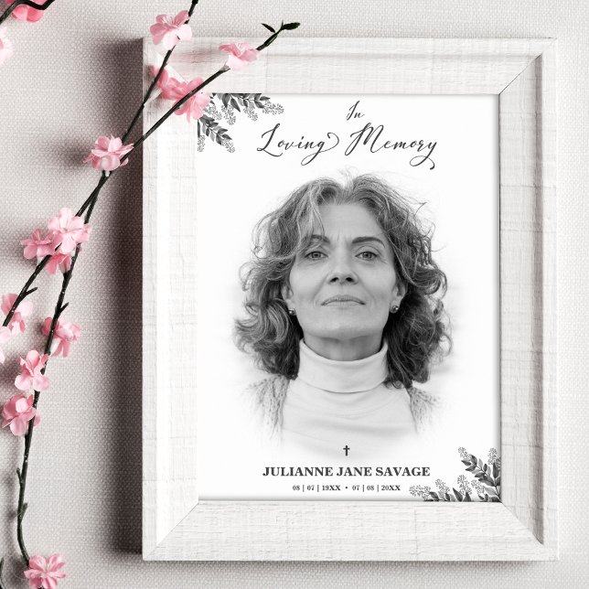 Affiche Funéraire Service de souvenir Photo Noir e (Créateur téléchargé)
