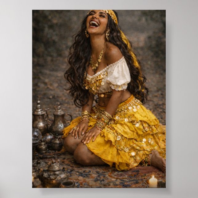 affiche gitane jaune || art gitane   (Devant)