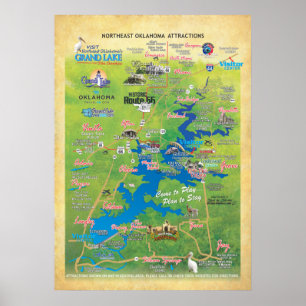 Affiche grande de la carte 19 d'attractions d'OK