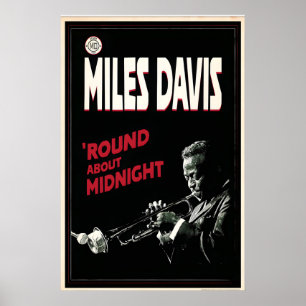 Affiche graphique de Miles Davis 'Round About Midn