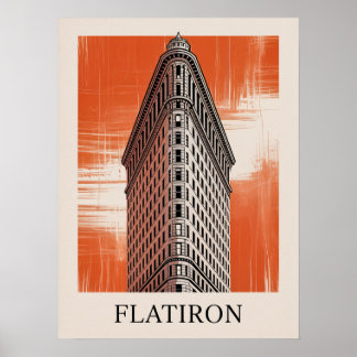 Affiche graphique orange du Flatiron Building