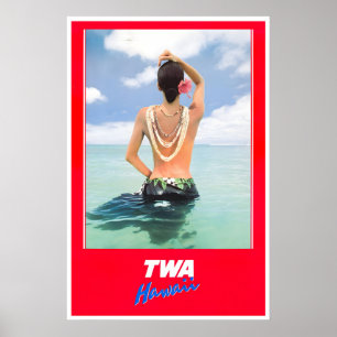 Affiche Hawaï TWA Voyage Art Impression Fille Hawa