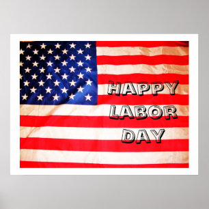 Affiche HEUREUSE de DRAPEAU de FÊTE DU TRAVAIL