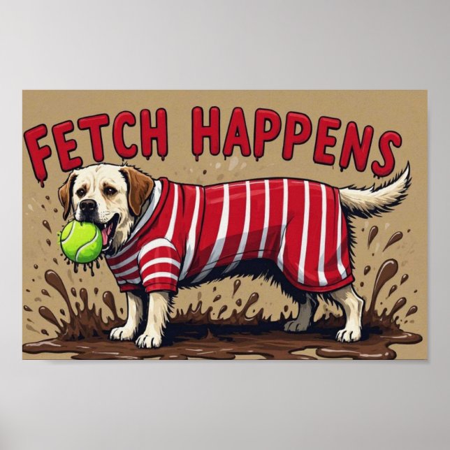 Affiche humoristique de chien labrador boueux qui  (Devant)