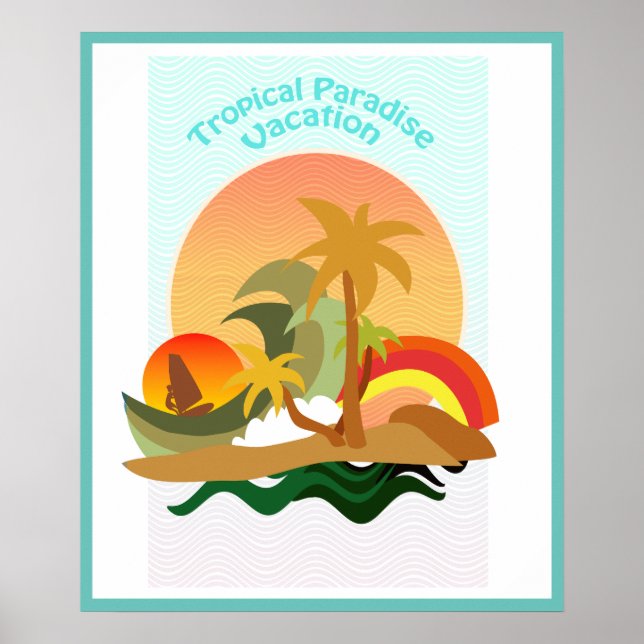 Affiche illustrative de l'île tropicale (Devant)