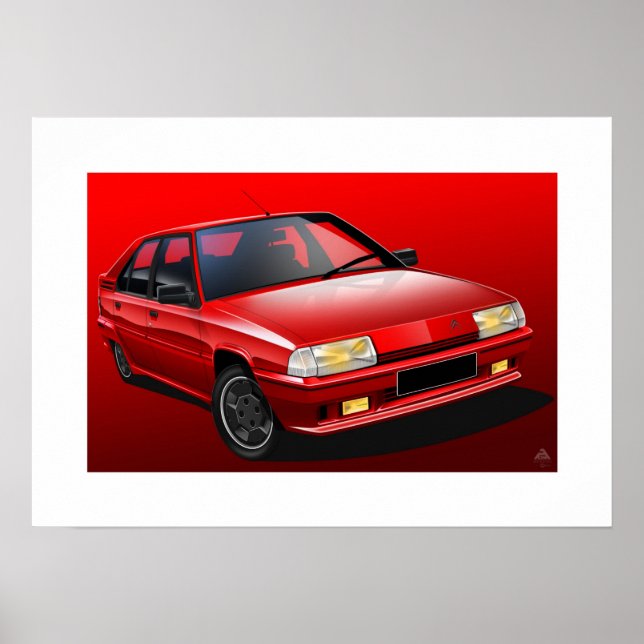 Affiche illustrée Citroen BX 16V (Devant)