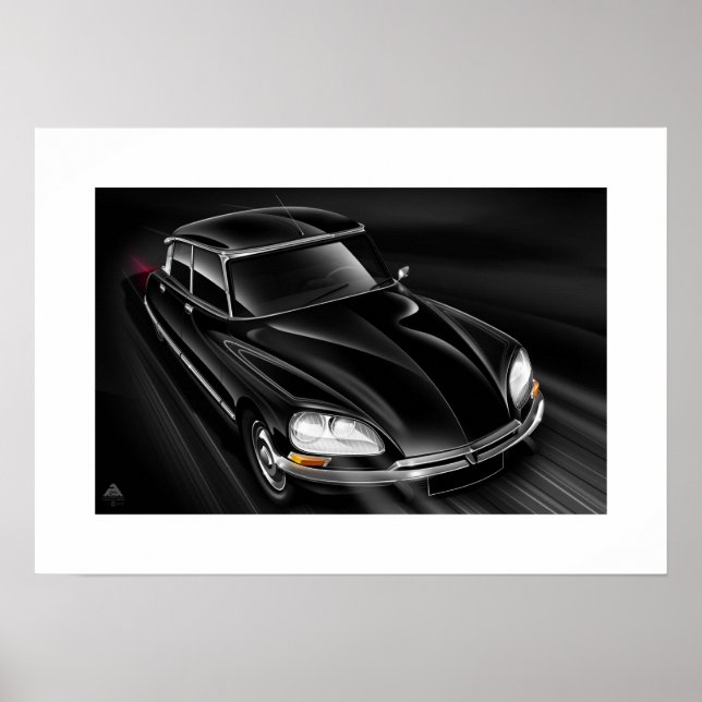 Affiche illustrée de Citroen DS "At Speed 2" (Devant)
