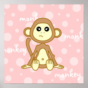 Affiche / Impression Mignonne de Singe Bébé pour l