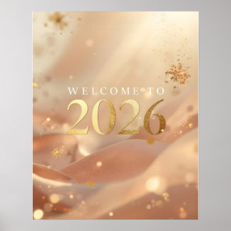 Affiche imprimable « Bienvenue à 2026 » – Golden D