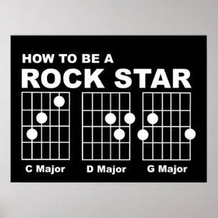 Affiche imprimée drôle accords de guitare Rock Sta
