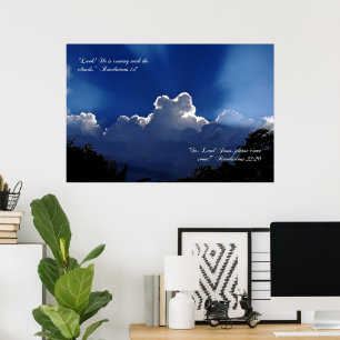 Affiche Inspirante de Jésus Venant dans les Nuages