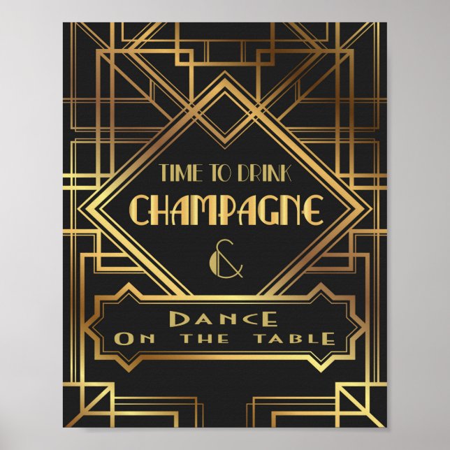 Affiche inspirée de Gatsby pour boire du champagne (Devant)