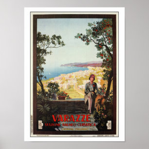Affiche italienne de voyage de Varazze d'âge