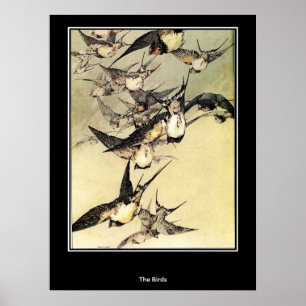 Affiche japonaise vintage d'oiseaux