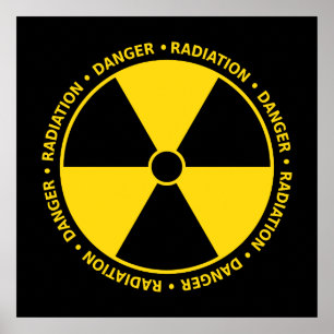 Affiche jaune et noire de symbole de rayonnement