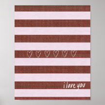 Affiche je t'aime rose bordeaux
