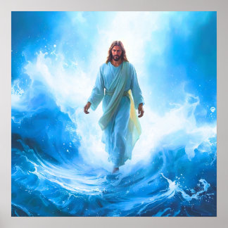 Affiche Jésus dans l'océan